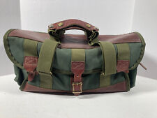 VTG Orvis Green Duck Canvas Leather Camera Bag Small Duffle Carry On 16x8x5