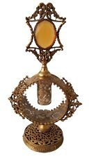 Art Deco GLASS PERFUME BOTTLE GOLD FILIGREE 8.5 in tall Vintage picture