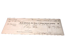 MARCH 1868 PITTSBURGH FORT WAYNE & CHICAGO RAILWAY FREIGHT RECEIPT picture