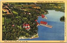 Aerial View Keewaydin Thousand Islands Home John F Wallace St Louis MO Postcard picture
