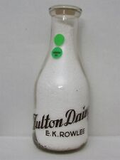 TRPQ Milk Bottle Fulton Dairy Farm E K Rowlee Fulton NY OSWEGO COUNTY 1944 RARE picture