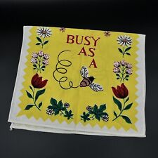 Vintage Retro Busy As A Bee Cotton Tea Towel Bees Flowers picture
