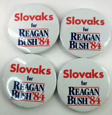 Lot of 4 Rare: SLOVAKS for REAGAN BUSH ‘84 Vintage Political Pin back Button picture