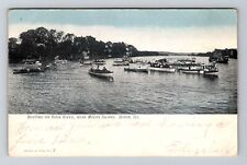 Dixon, IL-Illinois, Boating On Rock River Myers Island Antique, Vintage Postcard picture