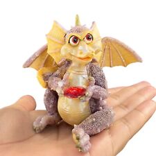 Creepy Dragon Figurine Holding A Red Gem Stone Whimsical Figure 4”Wide 3”Tall picture