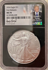 2024 American Silver Eagle $1 DONALD TRUMP LABEL NGC MS70 First Releases picture