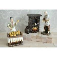NATIVITY SET VILLAGERS Man Woman Bread Fireplace 4pc 5 inch SCALE CHRISTMAS picture