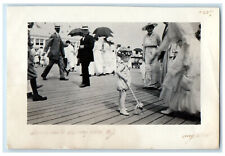 c1910 Little Girl Toy Candid in the Bridge at Asbury Park New Jersey NJ Photo picture