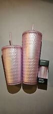 Starbucks 2024 Light Pink Soft Touch Chain Link Venti , Grande & Keychain (Set) picture