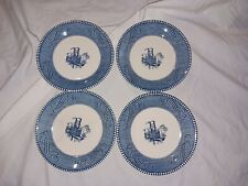 Lot of 4 Vintage Currier and Ives Blue and White Steamboat 6 Inch Saucers picture
