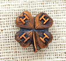4 H Bronze Pin Vintage Clover Leaf Farm Animal Fair Small picture