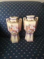 Vintage Pair of Fine China Vases Made in Japan  era 1945 Gorgeous picture