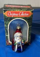 Vintage Christmas Collection Santa Claus Hand Blown Glass Ornament Collectible picture