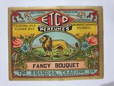 Vintage Trade Label LION Etco Perfumes Bombay 3.75 in x 3.00 in picture