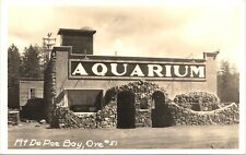 DEPOE BAY AQUARIUM original real photo postcard rppc OREGON OR 1940s picture