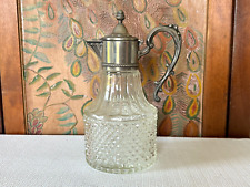 Vintage Leonard Italy Crystal Claret Diamond Point Silver Glass Water Pitcher picture