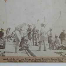 Keystone Stereoview 9th Cavalry Buffalo Soldier Presidio Camp San Francisco 1900 picture