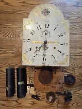 R Whiting Winchester Grandfather Wood Clock Movement Weights For Parts Antique picture