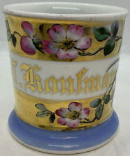 Rare H&Co N Kaufman Hand Painted Gilded Shaving Cup Mug Barber Cherry Blossom  picture