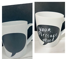 World Market 12oz Coffee Tea Mug Chalk Talk Word Balloon Rewritable Message picture