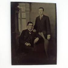 Affectionate Handsome Men Tintype c1870 Antique 1/6 Plate Gay Int Photo Art H698 picture