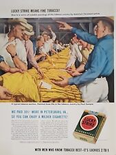 1942 Lucky Strike Cigarette Fortune WW2 Print Ad Q2 Petersburg Tobacco Auction picture