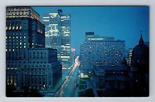 Montreal QC-Quebec Canada, Night View Dorchester Street Vintage Postcard picture