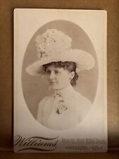 J.C Williams Cabinet Card Woodland California Woman W/ Large Hat picture