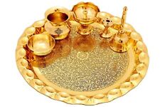 New Brass Puja Thali Set, Religious Spiritual Item, Home Temple, 10.1