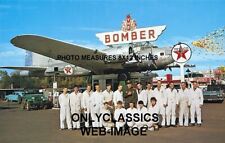 1959 TEXACO GAS STATION WWII BOMBER AIRPLANE 8X12 PHOTO CREW ATTENDANTS AVIATION picture