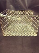 L👀K Vintage Grainware Lucite Lattice Open End Basket With Handle Original Label picture