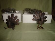 REDUCED 6 Metal Turkey Tea Light Candle Holders  candles-Thanksgiving-Fall-4 X 4 picture