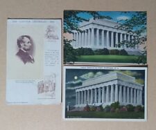 3 Antique Vintage USA Postcards President Abraham Lincoln Memorial 1910 - 1950 picture