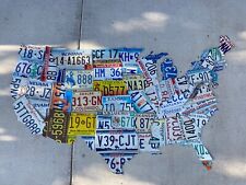 Hand cut Licence plate map USA, not mounted, man cave cars, collectibles  picture