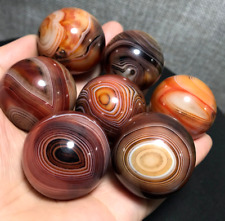 384g 7pcs 33-34mm Madagascar Crazy Lace Silk Ribbon agate rolling ball +base 401 picture
