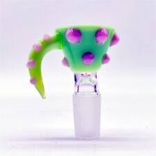 1 Piece Mushroom Green Purple  Glass Bowl Head Piece For Glass Bong Pipe 14MM picture