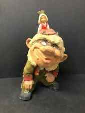 Henning Lg Vintage Norwegian Hand Carved Wooden Troll with Princess 11 inch picture