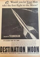 Rare Vintage 1950's “Destination Moon” Original Film Print Ad Space Astronaut picture