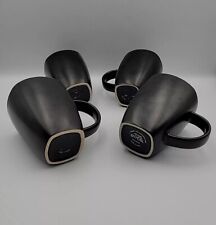 Gibson Elite Stoneware Black Mug Lot Durable / Rich Beige Interior 4 Coffee Cups picture