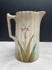 Early Unmarked American Hand Painted Floral Stoneware Jug Vase Pitcher Pottery picture