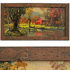 Mid Century Vintage Wormy Chestnut Frame, Winde Fine Prints, Shumaker Barn Art picture