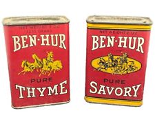 Ben-Hur Pure Thyme And Pure Savory Red Background Metal Spice Tins Full picture