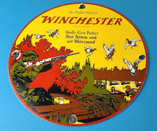 Vintage Winchester Sign - Hunting Firearms Shot Gun Gas Oil Pump Porcelain Sign picture