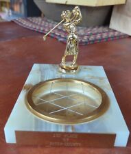 Vintage 1957 Lady Golfer Woman Trophy 1st Place Inter-County Golf Figure Ashtray picture
