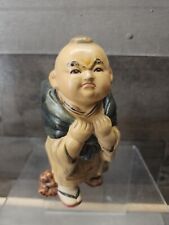 Vintage Japanese Pottery Budai Figure Angry Face Small 6 Inch picture