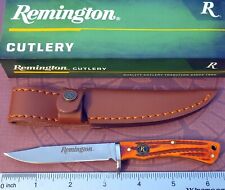 REMINGTON CUTLERY Knife With Leather Sheath Back Woods Skinner BONE Handle NIB picture