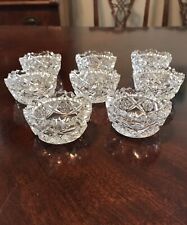 Antique ABP Cut Crystal Open Salt Cellars Sawtooth Edge Set of Eight picture