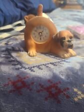 VINTAGE BOXER PUPPY  FIGURAL CLOCK  MOVING TAIL WAGGING picture