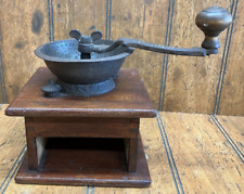 Vintage C.P. Co. Hand Crank Coffee Mill Grinder w/ Wood Cabinet - Missing Drawer picture