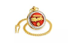 Fire Department Firetruck Maltese Cross Pocket Watch Gold Tone Inlay NYFD picture
